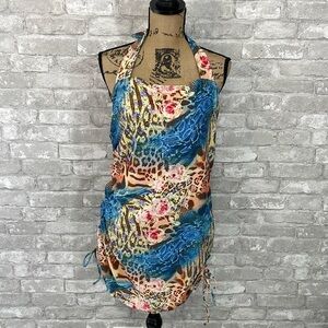 Reclaimed Vintage Mixed Print Halter Swim Dress